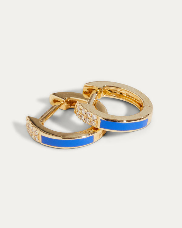 Diamond and Enamel Huggies