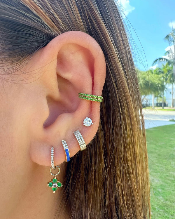 Diamond and Enamel Huggies