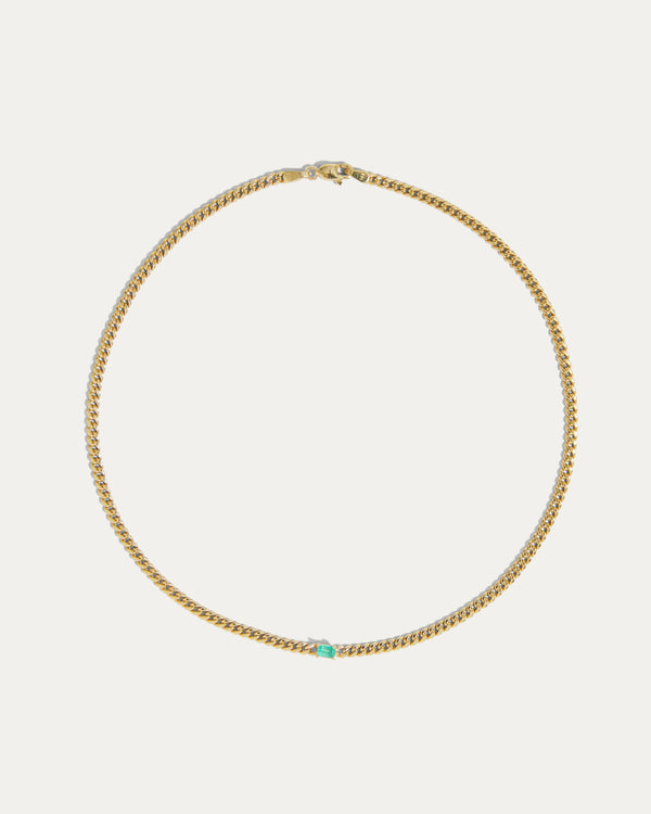 Curb Link Emerald Necklace