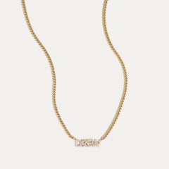 Krieger Collection | Pave Diamond Name Necklace on a Cuban Link Chain