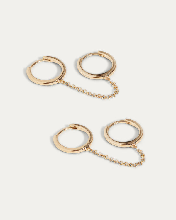 Double Huggie Chain Earring