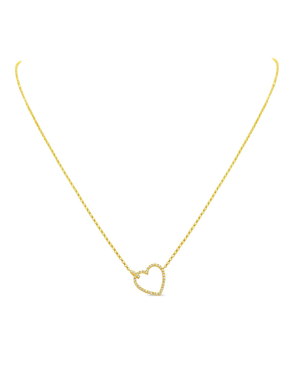Reversible Pave & Gold Heart Necklace