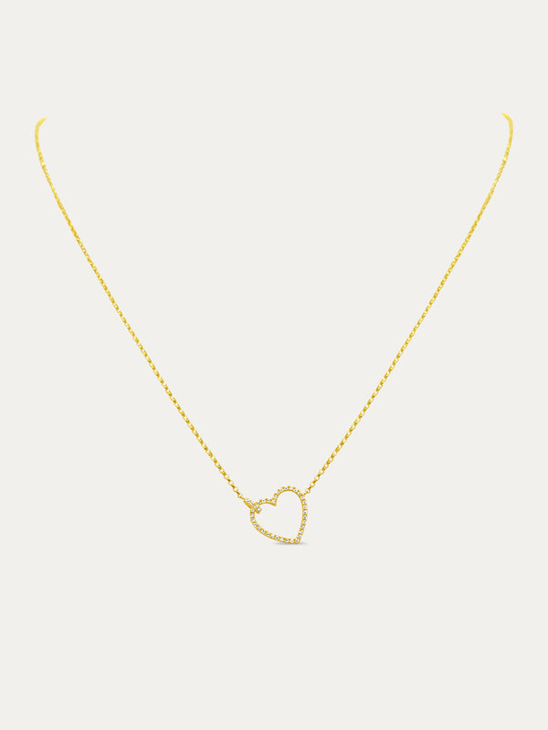 Reversible Pave & Gold Heart Necklace