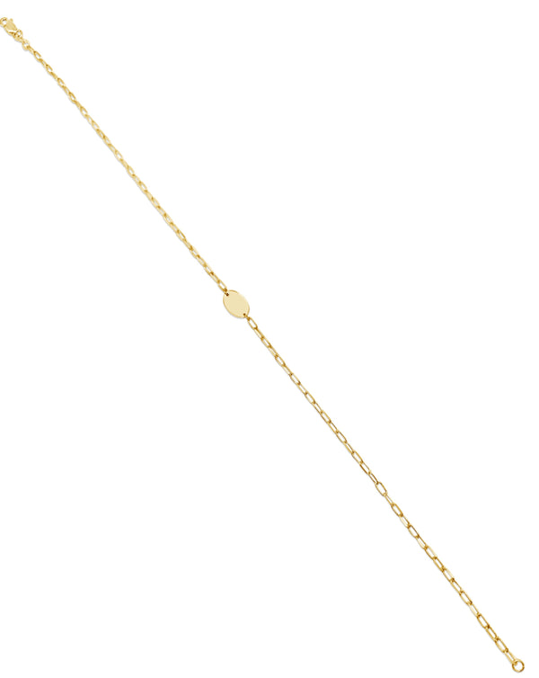 Boyfriend Link Anklet With Engravable Tag (Thin Paper Clip Link)