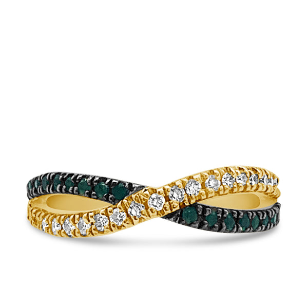 Diamond Emerald Criss Cross Ring