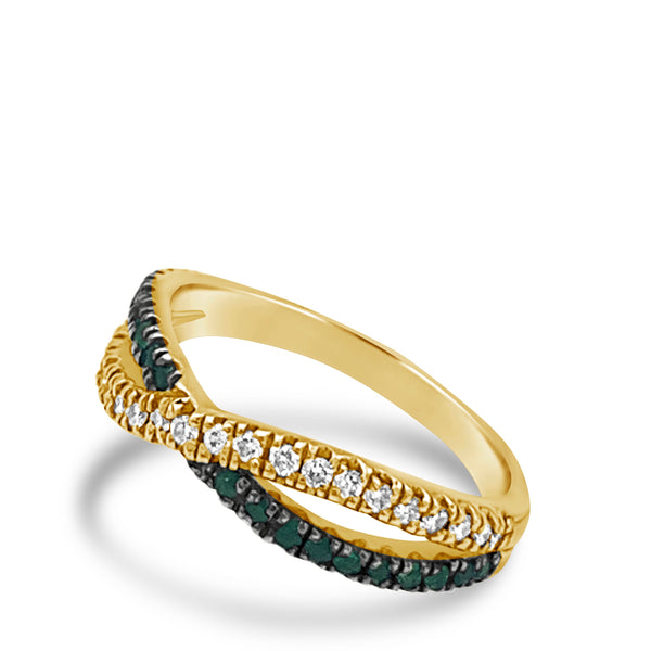 Diamond Emerald Criss Cross Ring