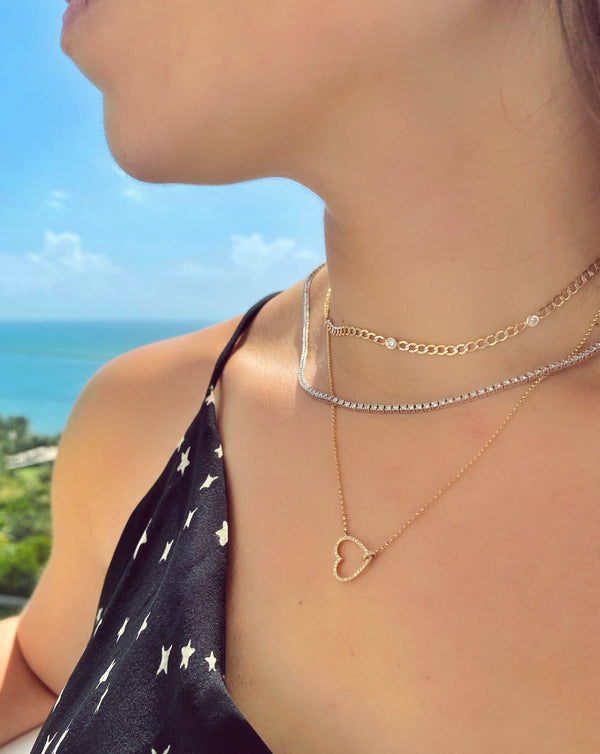 Reversible Pave & Gold Heart Necklace