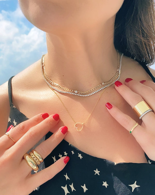 Reversible Pave & Gold Heart Necklace