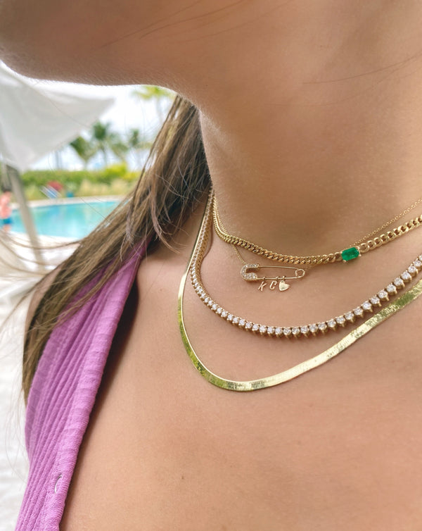 Curb Link Emerald Necklace