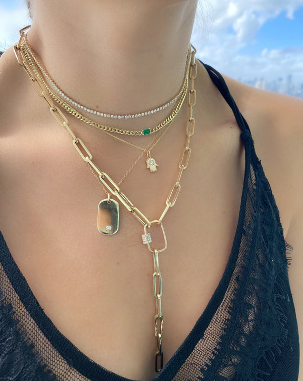 Curb Link Emerald Necklace