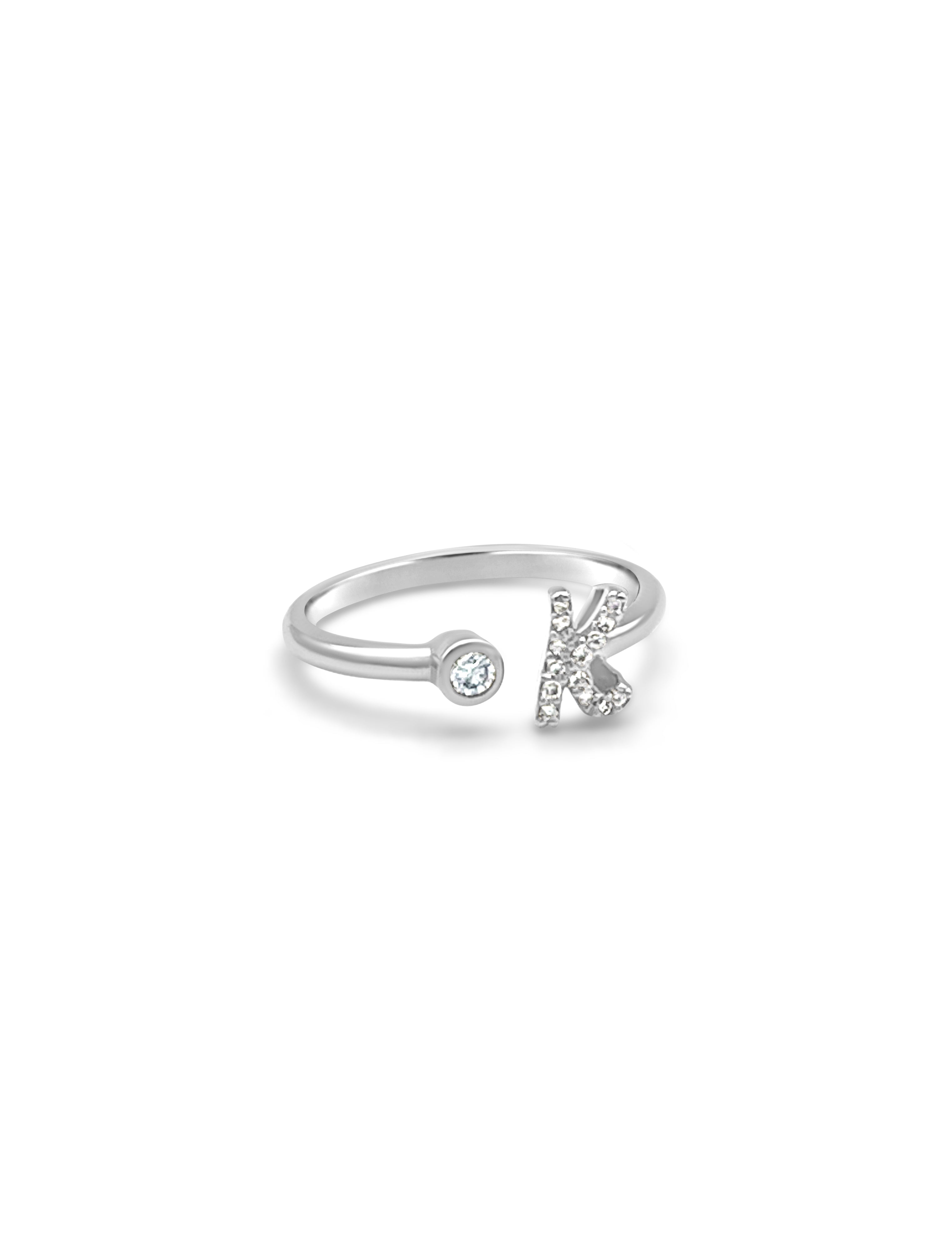 Modern Ladies Filigree Initial Letter Ring (JL# R6016) - Jewelry Liquidation