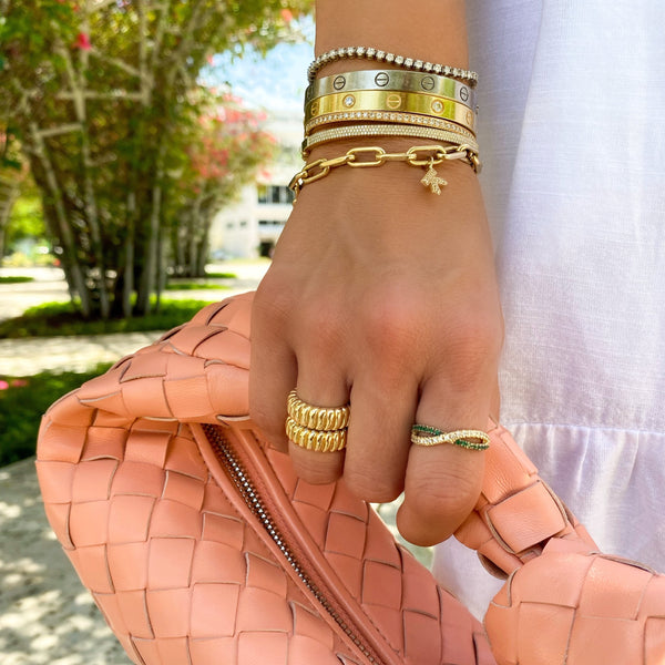 Diamond Emerald Criss Cross Ring