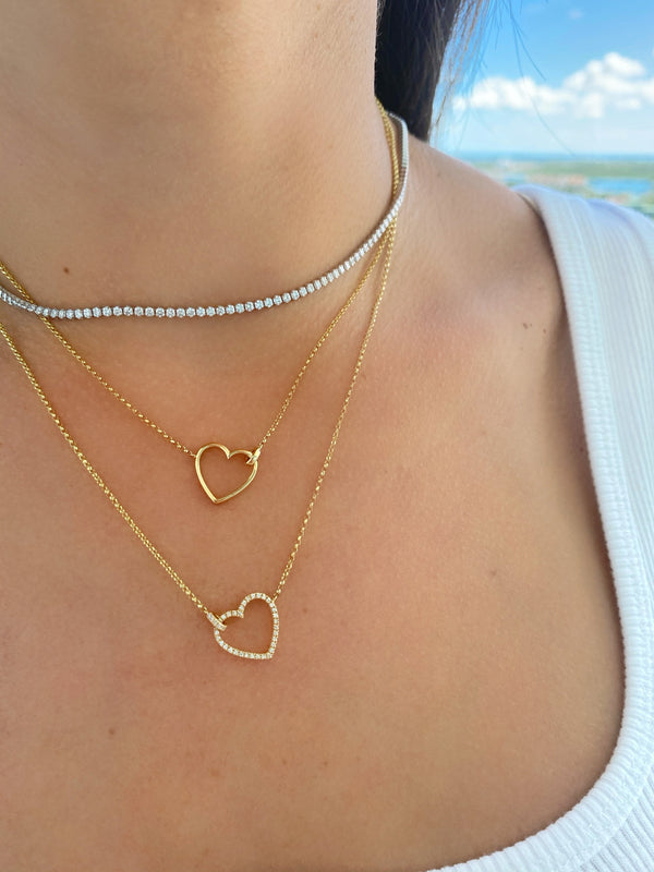Reversible Pave & Gold Heart Necklace